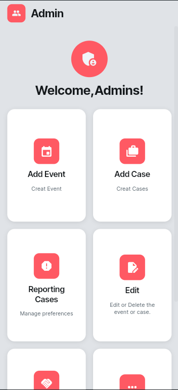 Admin Dashboard Screen